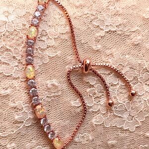 Opal CZ Rose Gold Slide Bracelet New